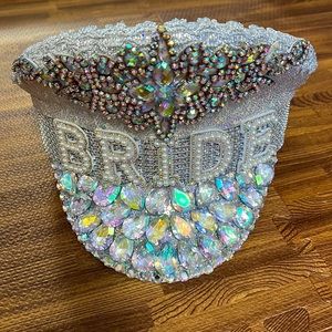 Bedazzled bride captain hat